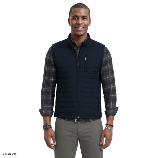 Mixed Media Puffer Vest - Navy Blazer – IZOD