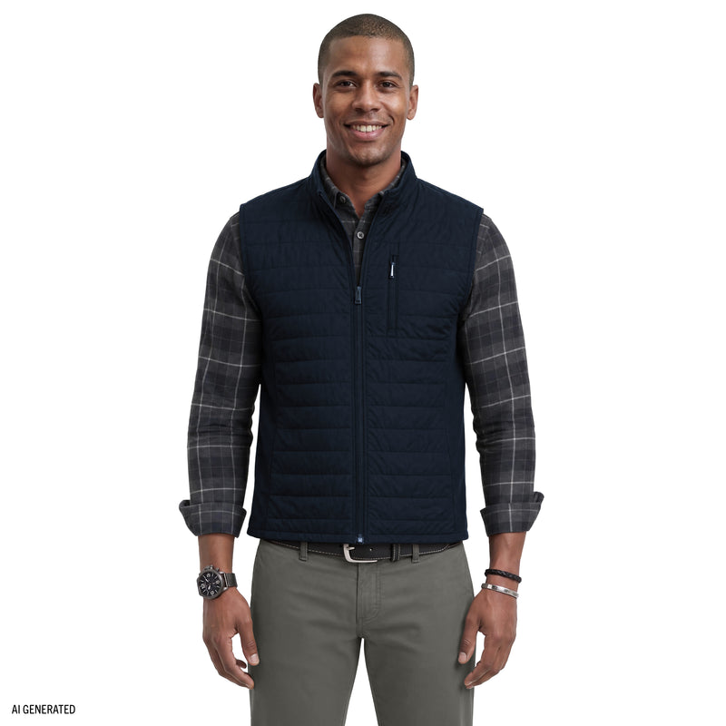Mixed Media Puffer Vest - Navy Blazer – IZOD