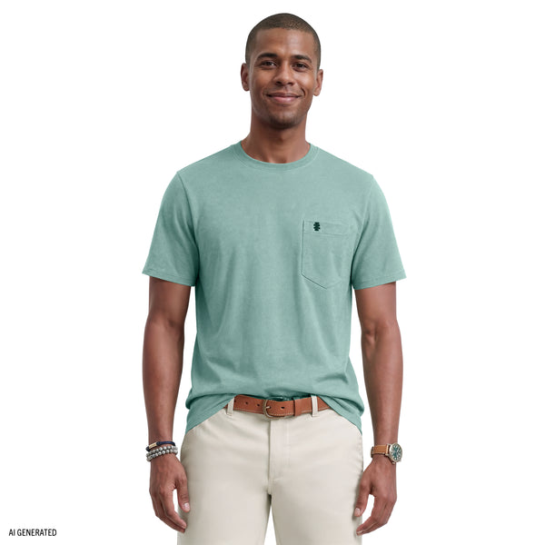 Saltwater Soft Wash Pocket Crew - Beryl Green – IZOD