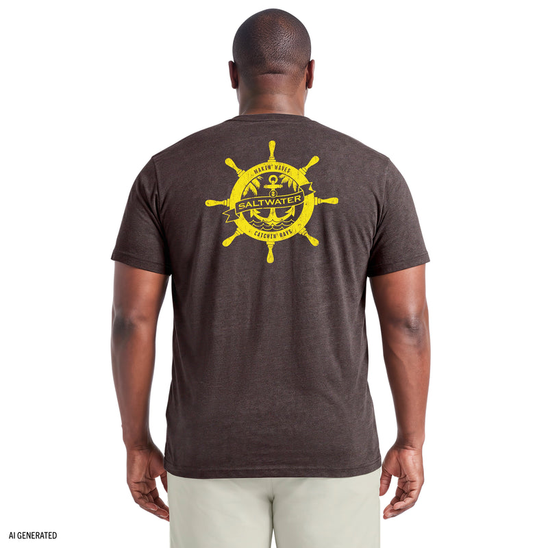 BIG & TALL SALTWATER SHORT SLEEVE GRAPHIC TEE - BLACK COFFEE – IZOD