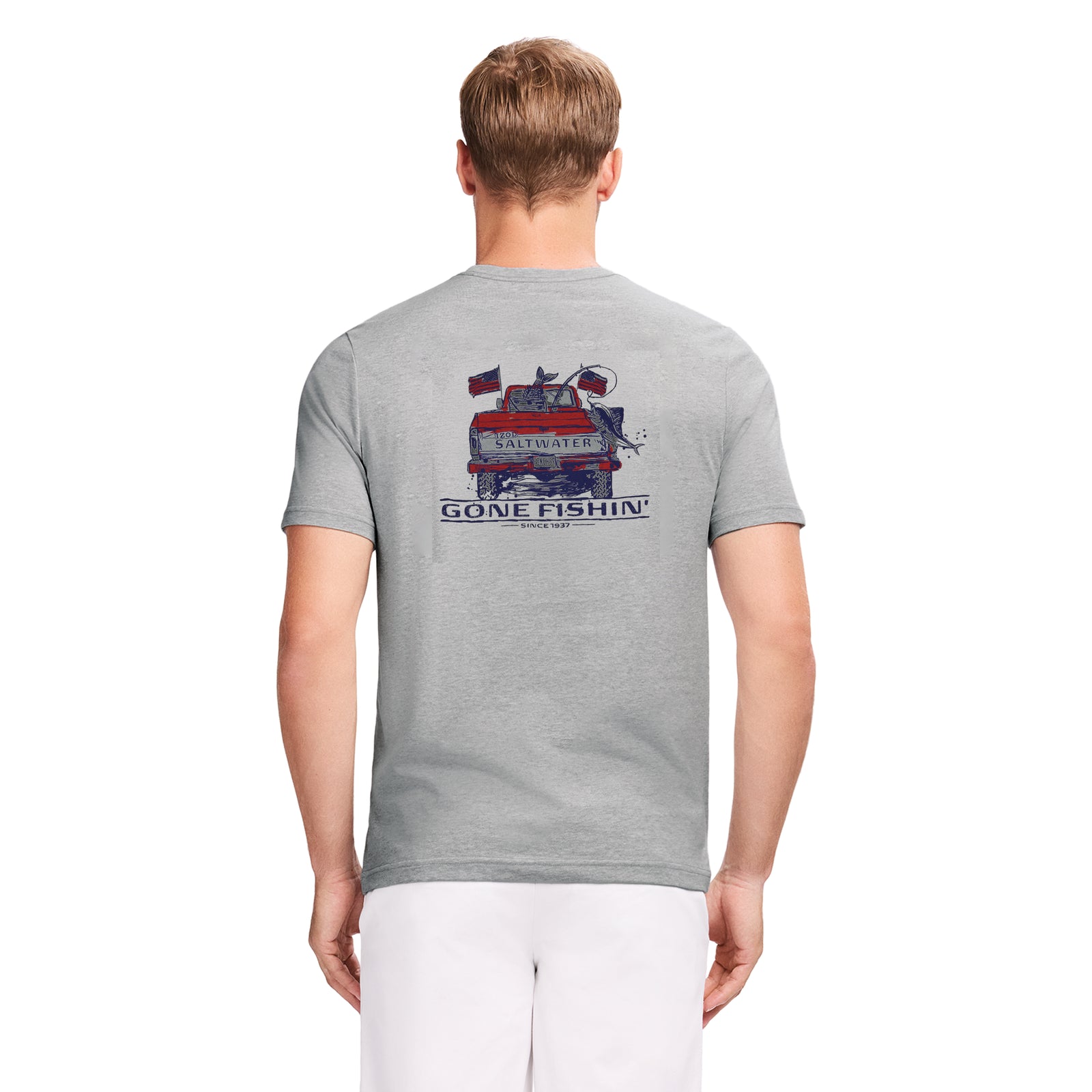 SALTWATER SHORT SLEEVE GRAPHIC TEE - LT GREY HTHR – IZOD