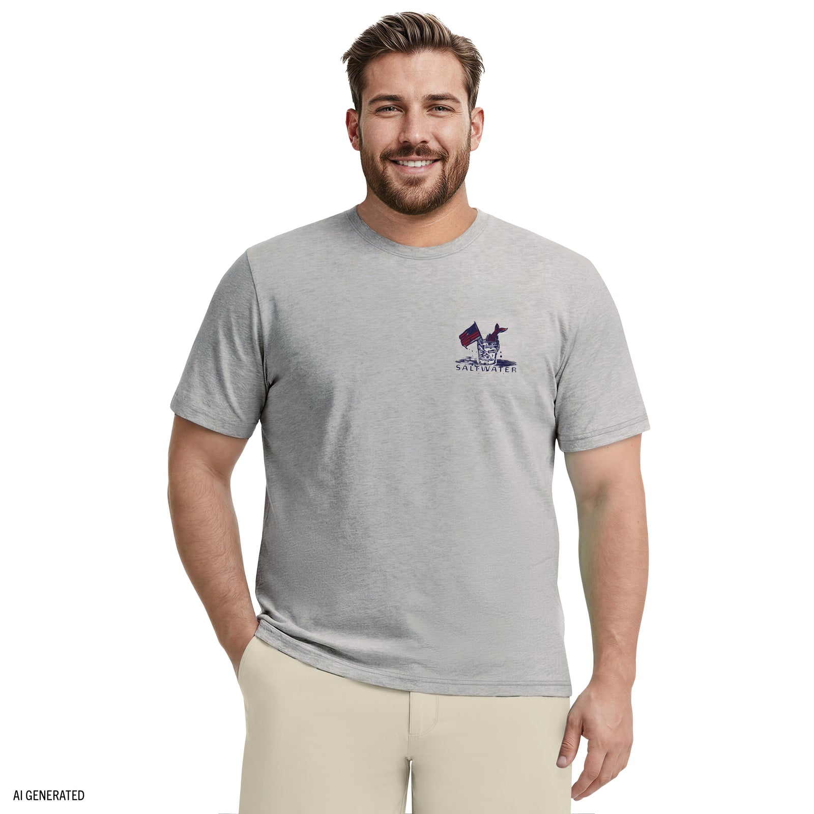 BIG & TALL SALTWATER SHORT SLEEVE GRAPHIC TEE - LT GREY HTHR – IZOD