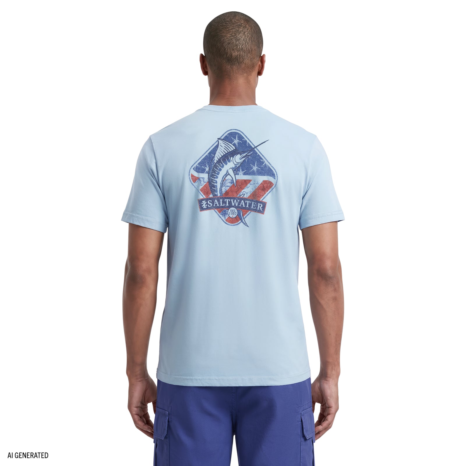SALTWATER SHORT SLEEVE GRAPHIC TEE - CHAMBRAY BLUE – IZOD