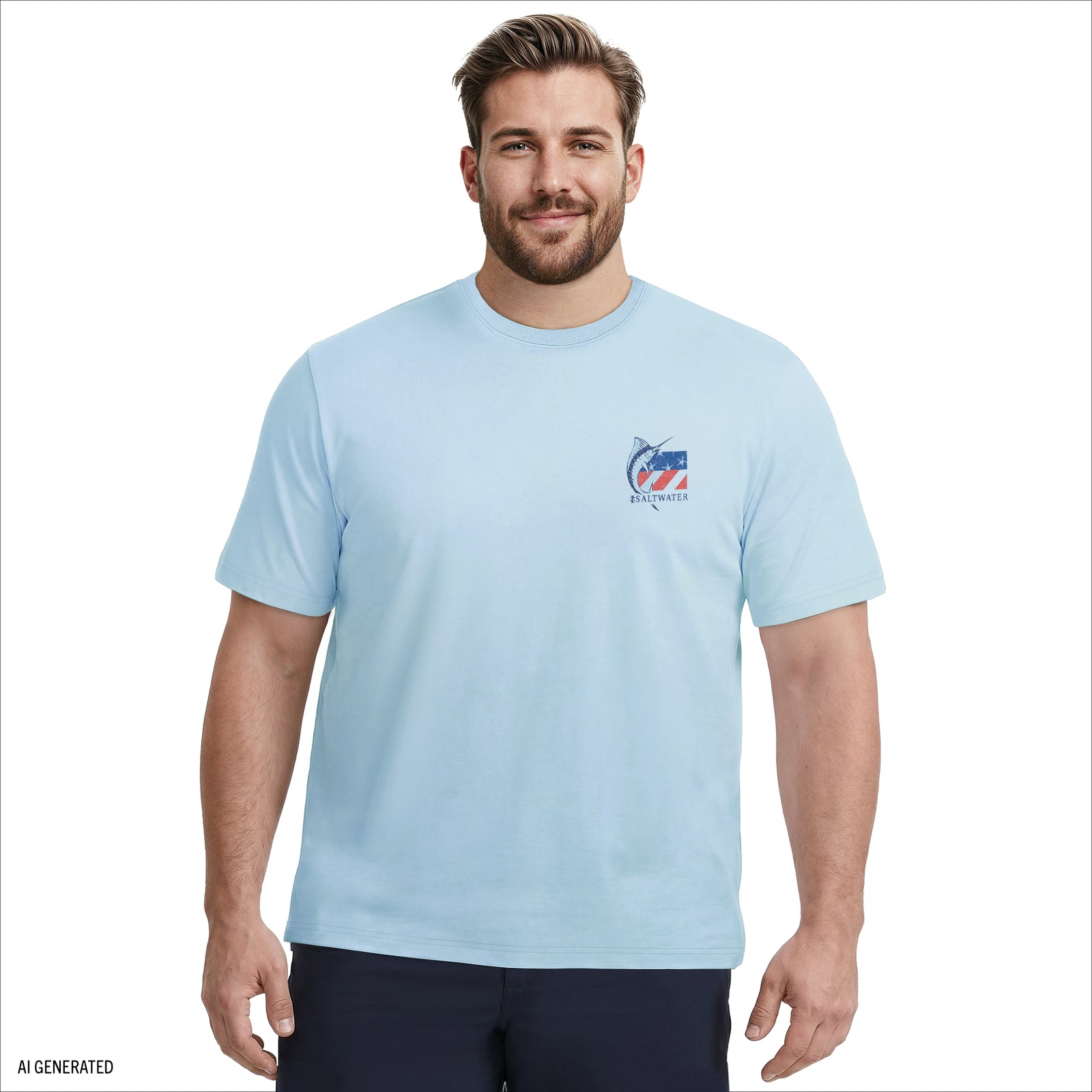 BIG & TALL SALTWATER SHORT SLEEVE GRAPHIC TEE - CHAMBRAY BLUE – IZOD