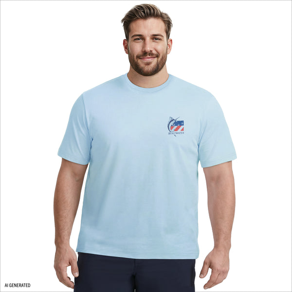 BIG & TALL SALTWATER SHORT SLEEVE GRAPHIC TEE - CHAMBRAY BLUE – IZOD