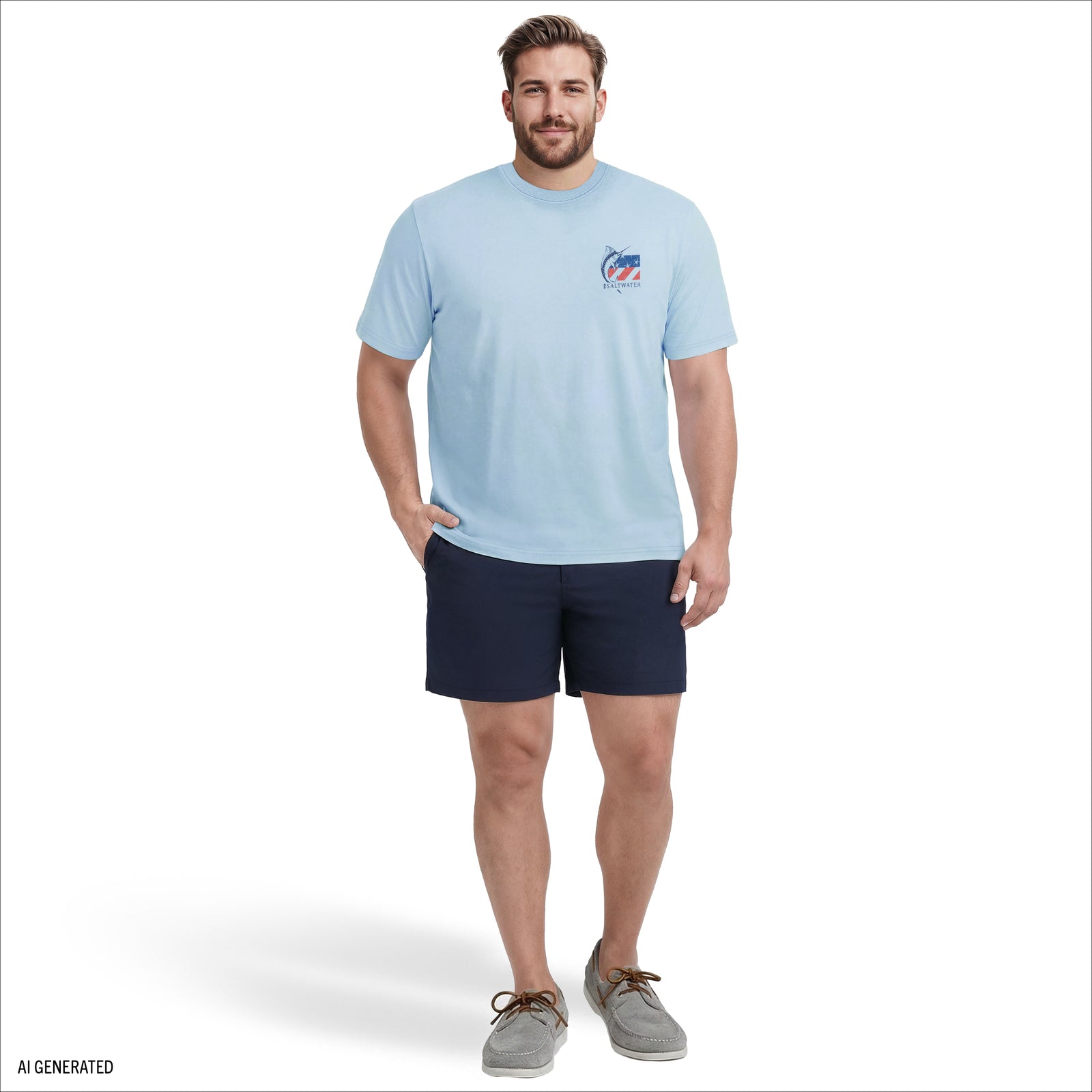 BIG & TALL SALTWATER SHORT SLEEVE GRAPHIC TEE - CHAMBRAY BLUE – IZOD