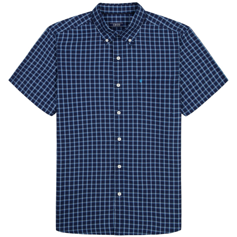 BIG & TALL BREEZE SHORT SLEEVE BUTTON DOWN SHIRT - MEDIEVAL BLUE