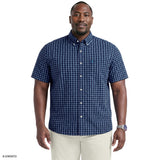 BIG & TALL BREEZE SHORT SLEEVE BUTTON DOWN SHIRT - MEDIEVAL BLUE