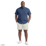 BIG & TALL BREEZE SHORT SLEEVE BUTTON DOWN SHIRT - MEDIEVAL BLUE