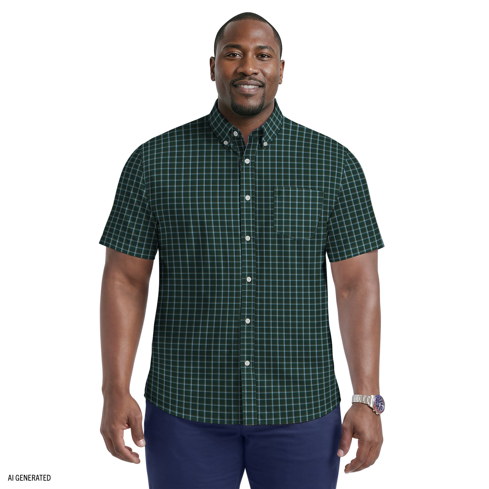 BIG & TALL BREEZE SHORT SLEEVE BUTTON DOWN SHIRT - TANAGER