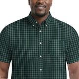 BIG & TALL BREEZE SHORT SLEEVE BUTTON DOWN SHIRT - TANAGER TURQUOISE