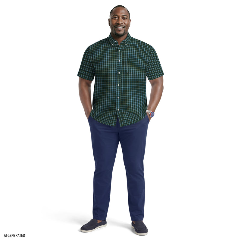 BIG & TALL BREEZE SHORT SLEEVE BUTTON DOWN SHIRT - TANAGER