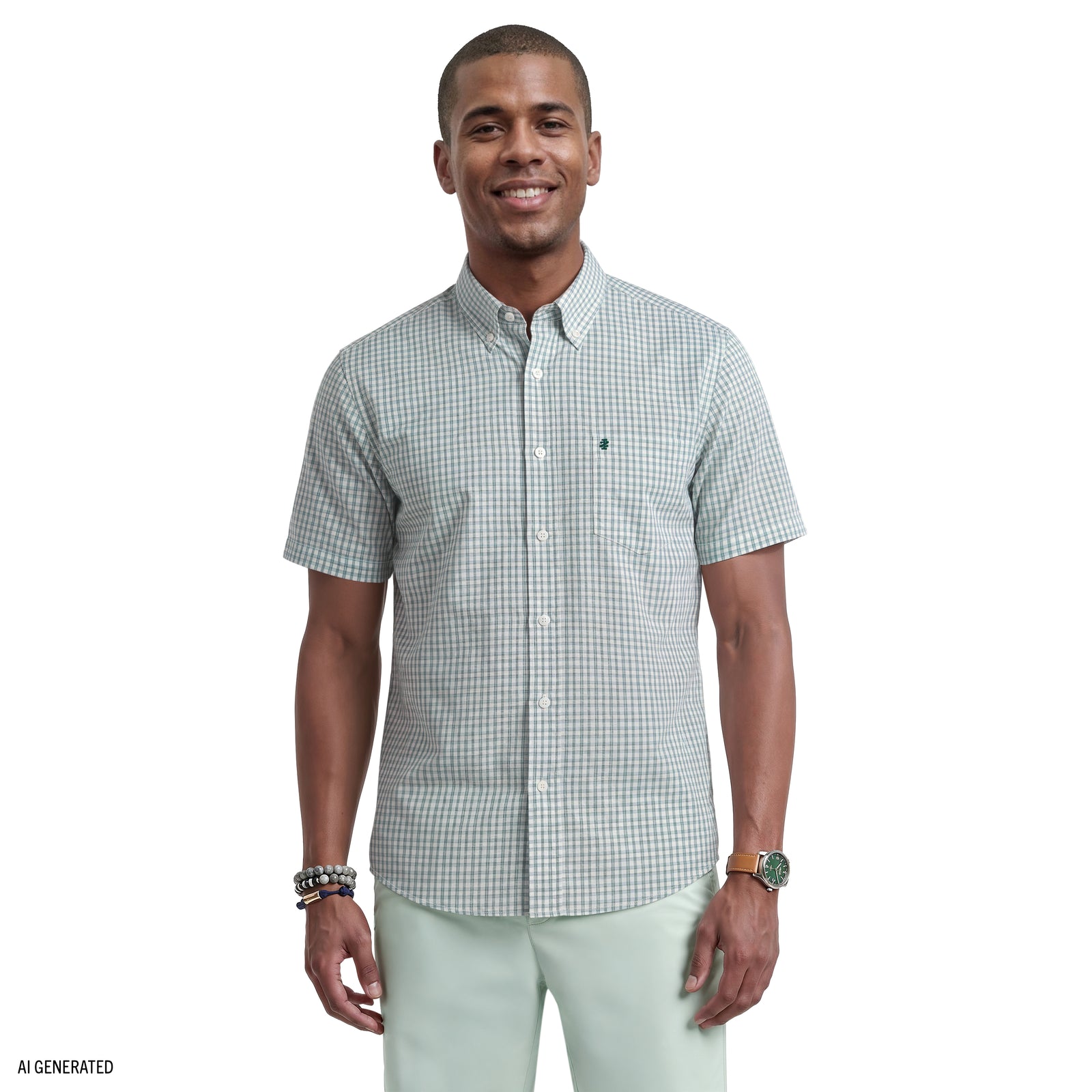 BREEZE SHORT SLEEVE BUTTON DOWN SHIRT - SYCAMORE – IZOD