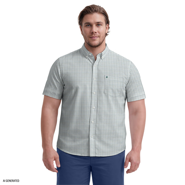 BIG & TALL BREEZE SHORT SLEEVE BUTTON DOWN SHIRT - SYCAMORE – IZOD