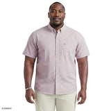 BIG & TALL BREEZE SHORT SLEEVE BUTTON DOWN SHIRT - GRAPE WINE