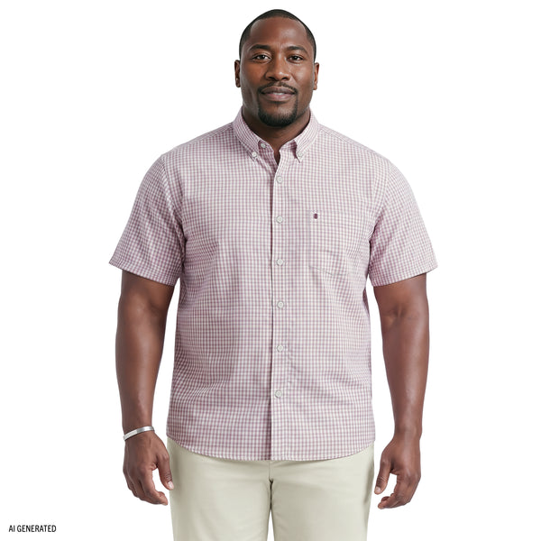 BIG & TALL BREEZE SHORT SLEEVE BUTTON DOWN SHIRT - GRAPE WINE – IZOD