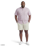 BIG & TALL BREEZE SHORT SLEEVE BUTTON DOWN SHIRT - GRAPE WINE