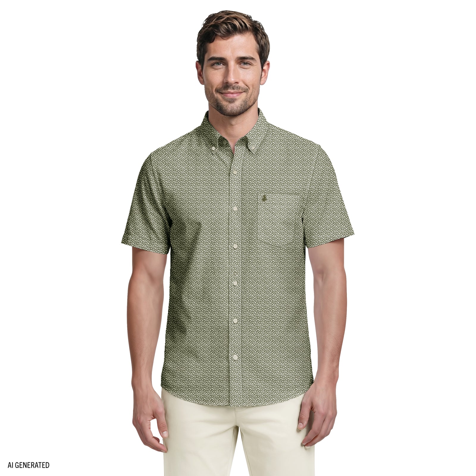 BREEZE SHORT SLEEVE PRINTED BUTTON DOWN SHIRT - LAUREL WREATH – IZOD
