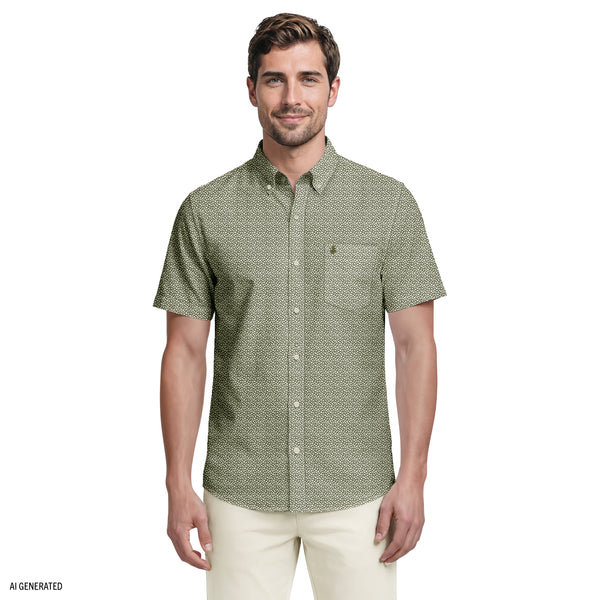 BREEZE SHORT SLEEVE PRINTED BUTTON DOWN SHIRT - LAUREL WREATH – IZOD