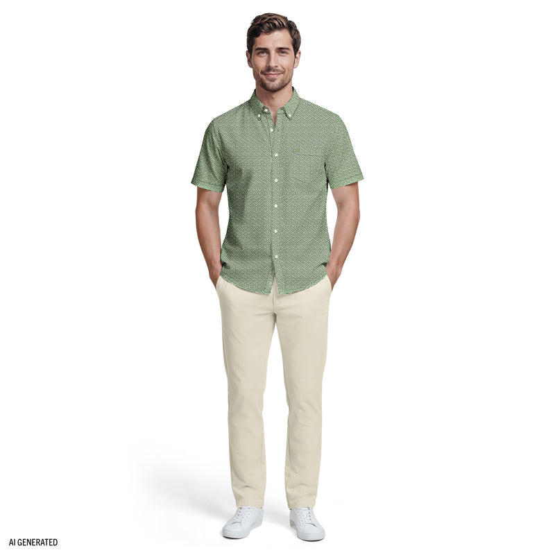BREEZE SHORT SLEEVE PRINTED BUTTON DOWN SHIRT - LAUREL WREATH – IZOD