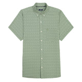 BIG & TALL BREEZE SHORT SLEEVE PRINTED BUTTON DOWN SHIRT - LAUREL WREATH