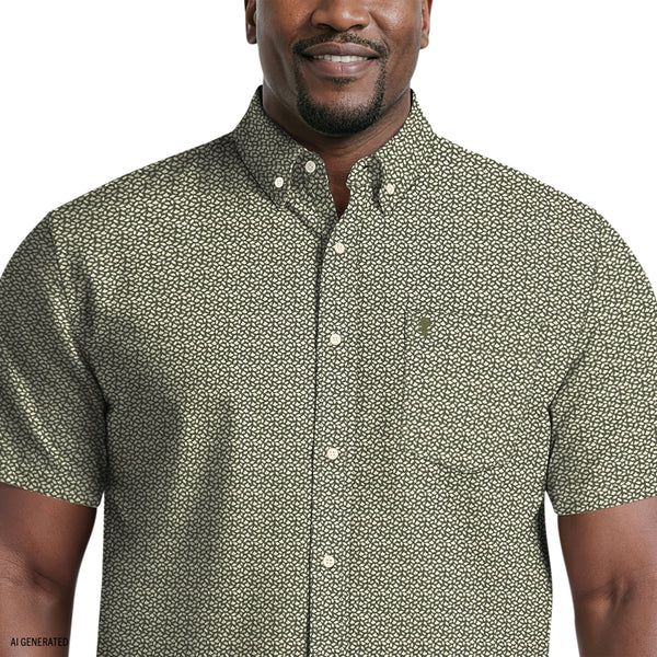 Big & Tall Breeze Short Sleeve Printed Button Down Shirt - Laurel