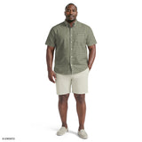 BIG & TALL BREEZE SHORT SLEEVE PRINTED BUTTON DOWN SHIRT - LAUREL WREATH