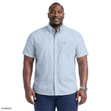 BIG & TALL BREEZE SHORT SLEEVE PRINTED BUTTON DOWN SHIRT - RIVIERA