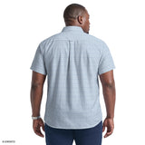 BIG & TALL BREEZE SHORT SLEEVE PRINTED BUTTON DOWN SHIRT - RIVIERA