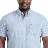BIG & TALL BREEZE SHORT SLEEVE PRINTED BUTTON DOWN SHIRT - RIVIERA
