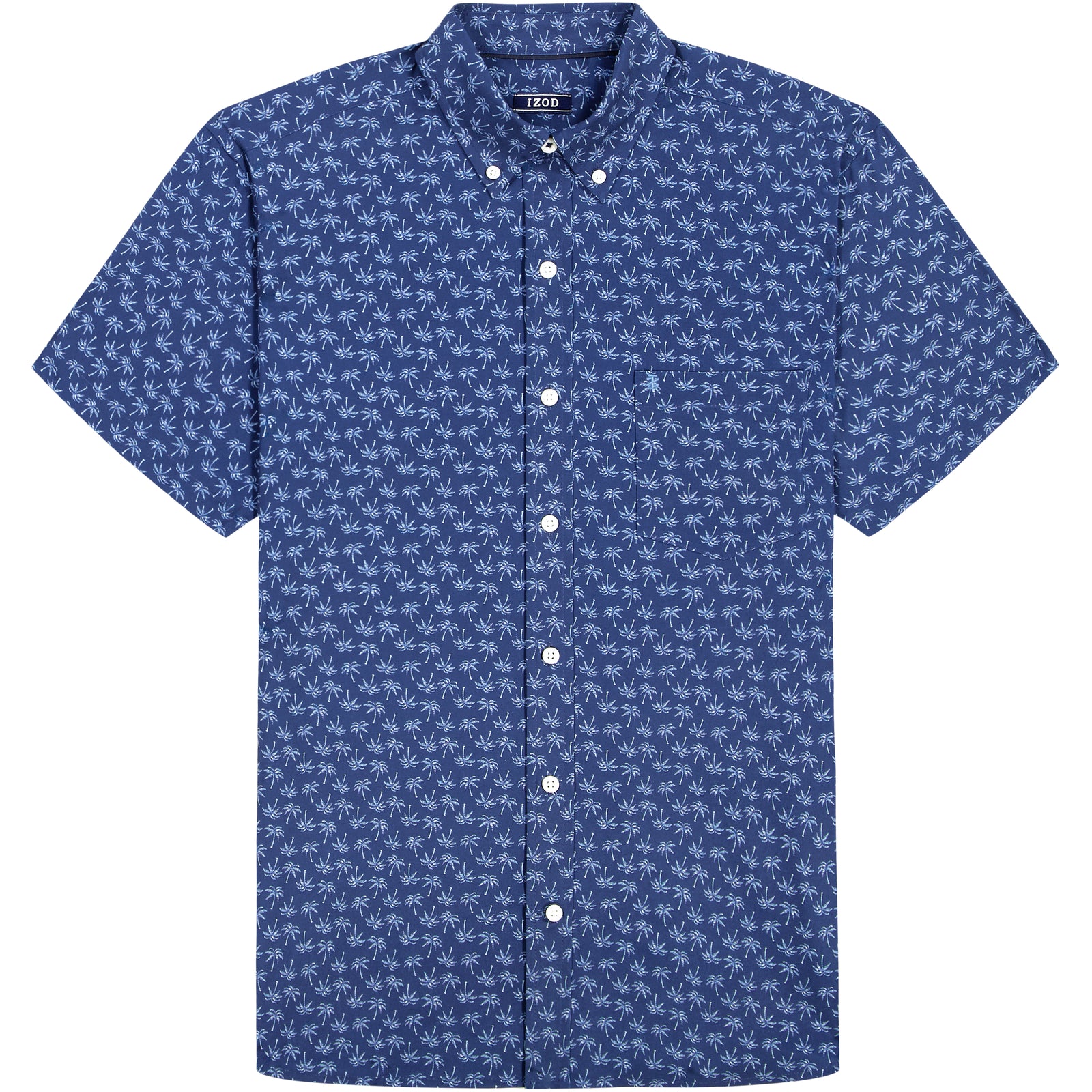 BREEZE SHORT SLEEVE PRINTED BUTTON DOWN SHIRT - MEDIEVAL BLUE – IZOD