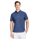 BREEZE SHORT SLEEVE PRINTED BUTTON DOWN SHIRT - MEDIEVAL BLUE