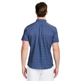 BREEZE SHORT SLEEVE PRINTED BUTTON DOWN SHIRT - MEDIEVAL BLUE