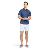 BREEZE SHORT SLEEVE PRINTED BUTTON DOWN SHIRT - MEDIEVAL BLUE