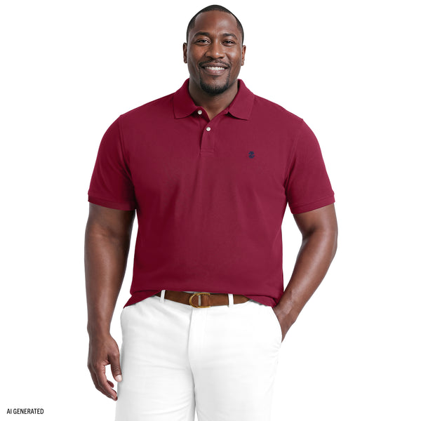 BIG & TALL ADVANTAGE PERFORMANCE SHORT SLEEVE POLO - ZINFANDEL – IZOD