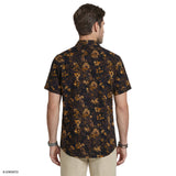 DOCKSIDE CHAMBRAY SHORT SLEEVE PRINTED BUTTON DOWN SHIRT - CAVIAR
