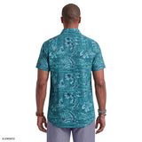 DOCKSIDE CHAMBRAY SHORT SLEEVE PRINTED BUTTON DOWN SHIRT - ANTIGUA SAND