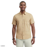 LUXURY SHORT SLEEVE BUTTON DOWN SHIRT - OAK BUFF