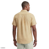 LUXURY SHORT SLEEVE BUTTON DOWN SHIRT - OAK BUFF