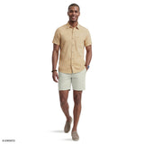 LUXURY SHORT SLEEVE BUTTON DOWN SHIRT - OAK BUFF