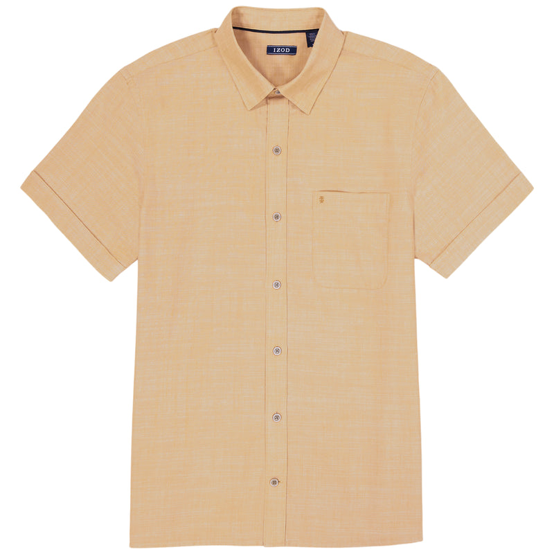 LUXURY SHORT SLEEVE BUTTON DOWN SHIRT - OAK BUFF – IZOD