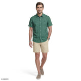 LUXURY SHORT SLEEVE BUTTON DOWN SHIRT - SYCAMORE