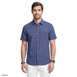 LUXURY SHORT SLEEVE BUTTON DOWN SHIRT - MEDIEVAL BLUE