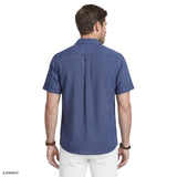 LUXURY SHORT SLEEVE BUTTON DOWN SHIRT - MEDIEVAL BLUE