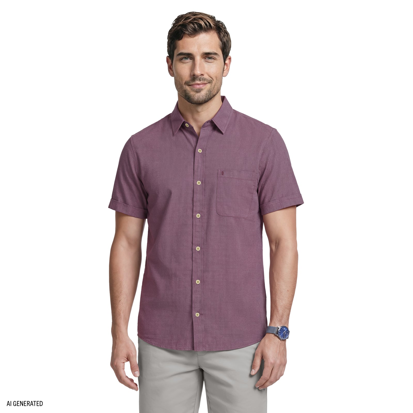 LUXURY SHORT SLEEVE BUTTON DOWN SHIRT - NIGHTSHADE – IZOD