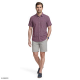 LUXURY SHORT SLEEVE BUTTON DOWN SHIRT - NIGHTSHADE