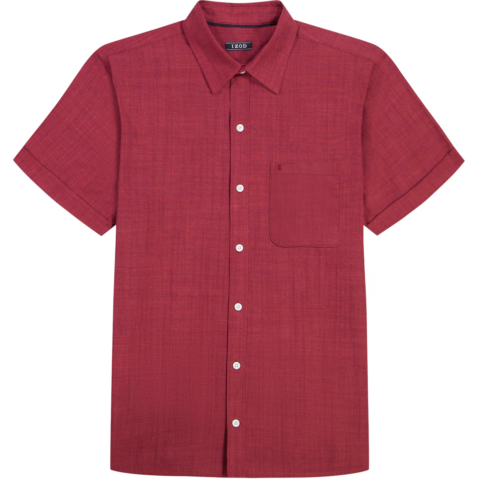 LUXURY SHORT SLEEVE BUTTON DOWN SHIRT - ZINFANDEL – IZOD