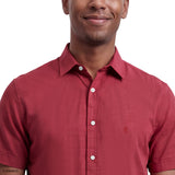 LUXURY SHORT SLEEVE BUTTON DOWN SHIRT - ZINFANDEL