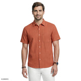 LUXURY SHORT SLEEVE BUTTON DOWN SHIRT - POTTERS CLAY