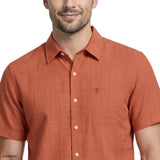 LUXURY SHORT SLEEVE BUTTON DOWN SHIRT - POTTERS CLAY